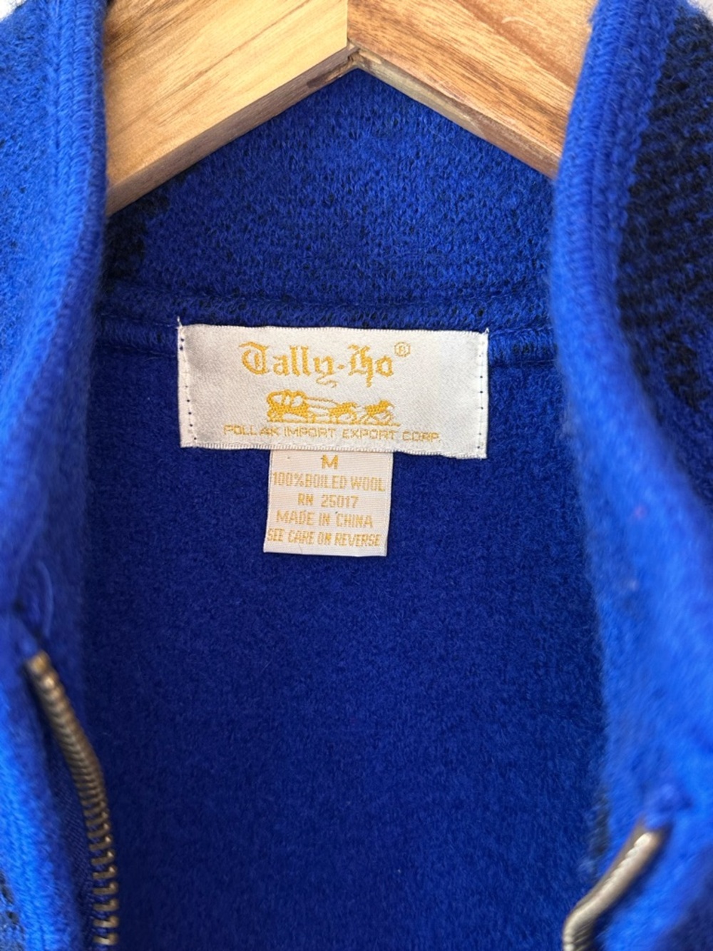 Tally Ho Vintage Blue Horse Wool Zip Vest Size M - Picture 5 of 6